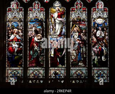 The east window, St. George`s Church, Brailes, Warwickshire, England, UK Stock Photo